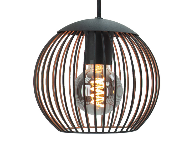 EGLO Almanzora Hanglamp - E27 - 90 cm - Staal - Zwart|Koper