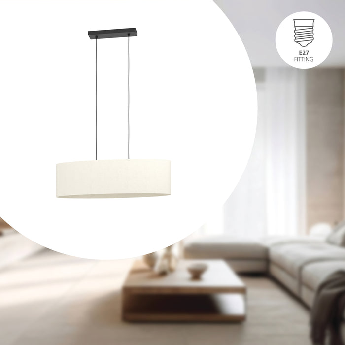 EGLO Febres Hanglamp - E27 - teddy stof - Zwart|Wit