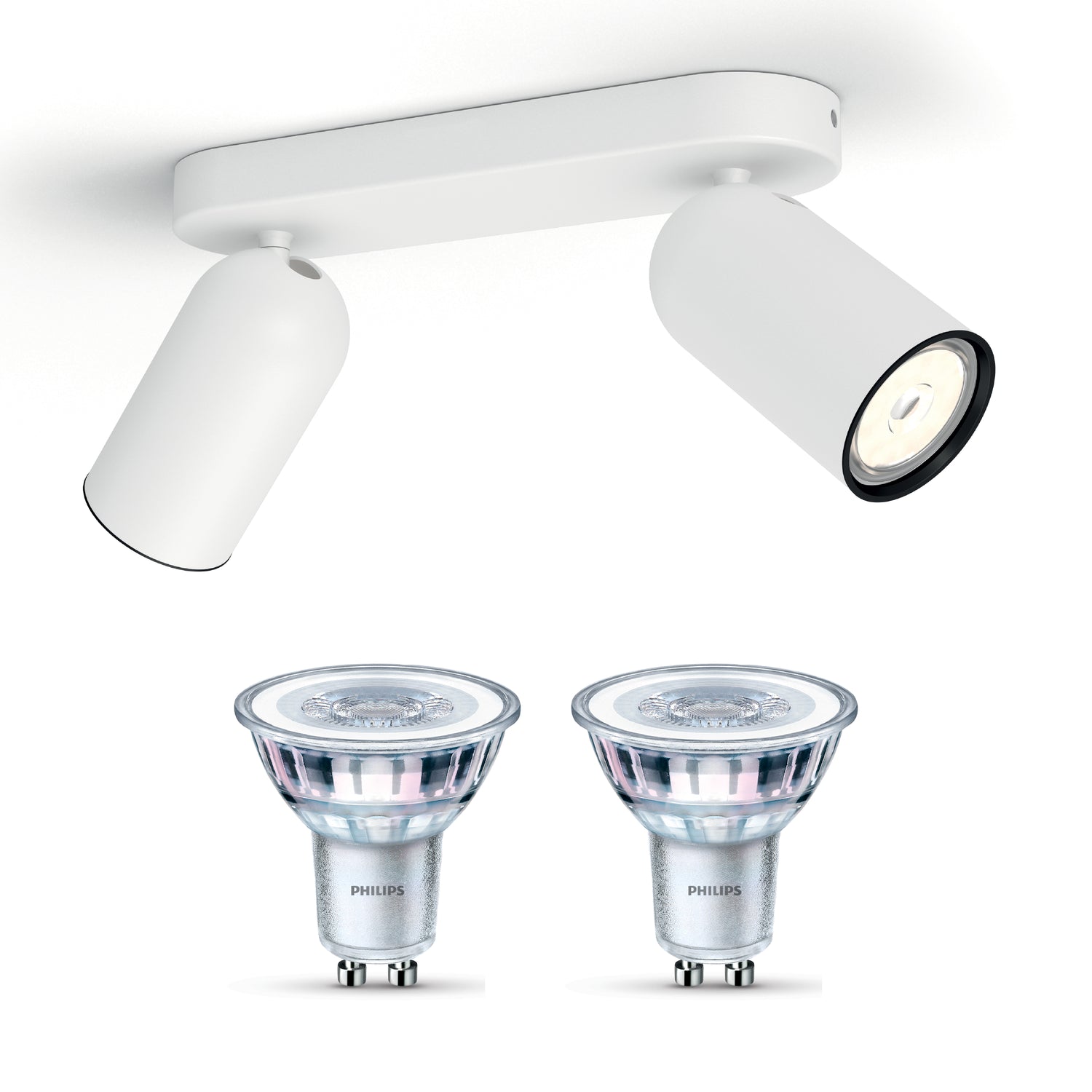 Philips Pongee Opbouwspot - Incl. Philips LED Lamp - 2 Spots