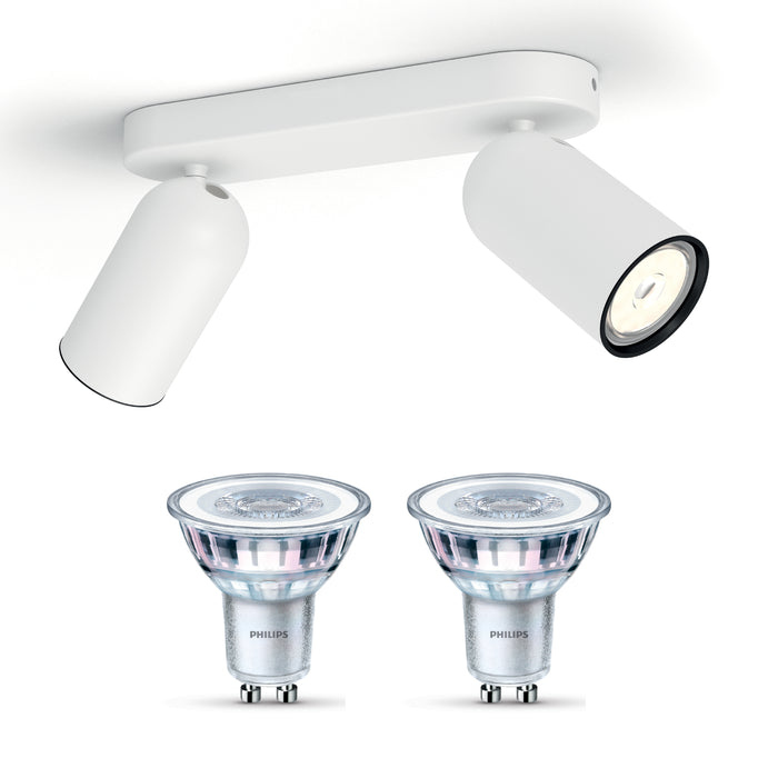 Philips Pongee Opbouwspot - Incl. Philips LED Lamp - 2 Spots