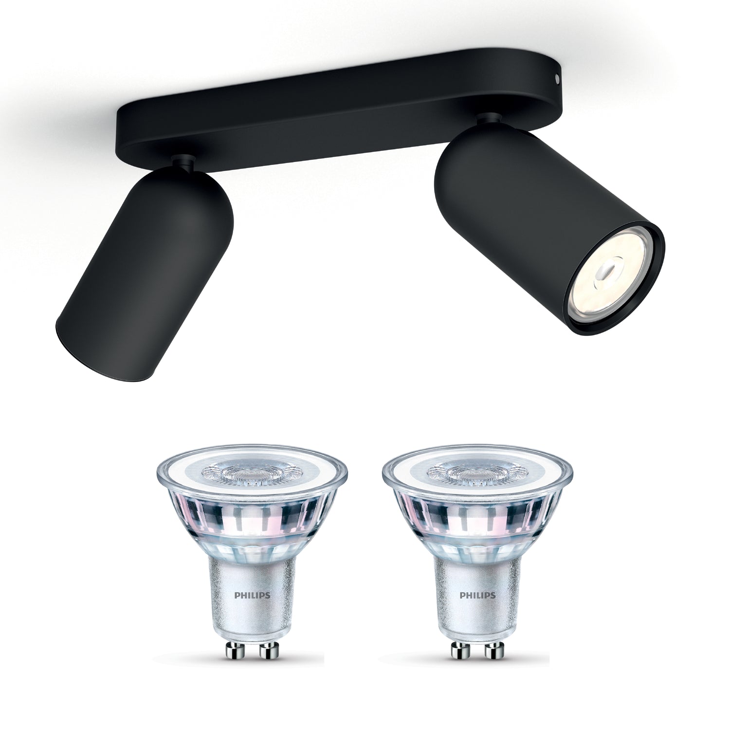 Philips Pongee Opbouwspot - Incl. Philips LED Lamp - 2 Spots