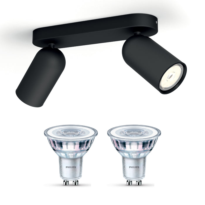 Philips Pongee Opbouwspot - Incl. Philips LED Lamp - 2 Spots