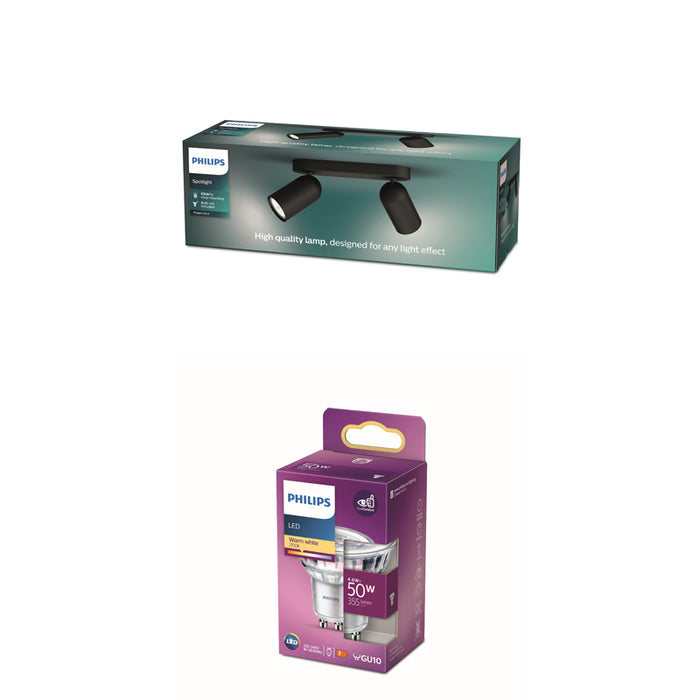 Philips Pongee Opbouwspot - Incl. Philips LED Lamp - 2 Spots