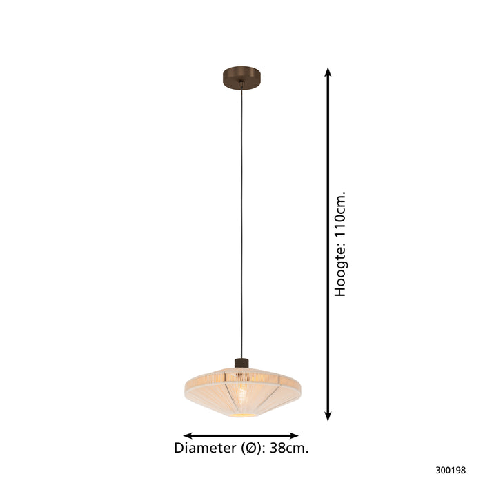 EGLO Orimini Hanglamp - E27 - Ø 38 cm - Crème|Brons - Textiel