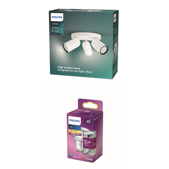 Philips Pongee Opbouwspot - Incl. Philips LED Lamp - 3 Spots