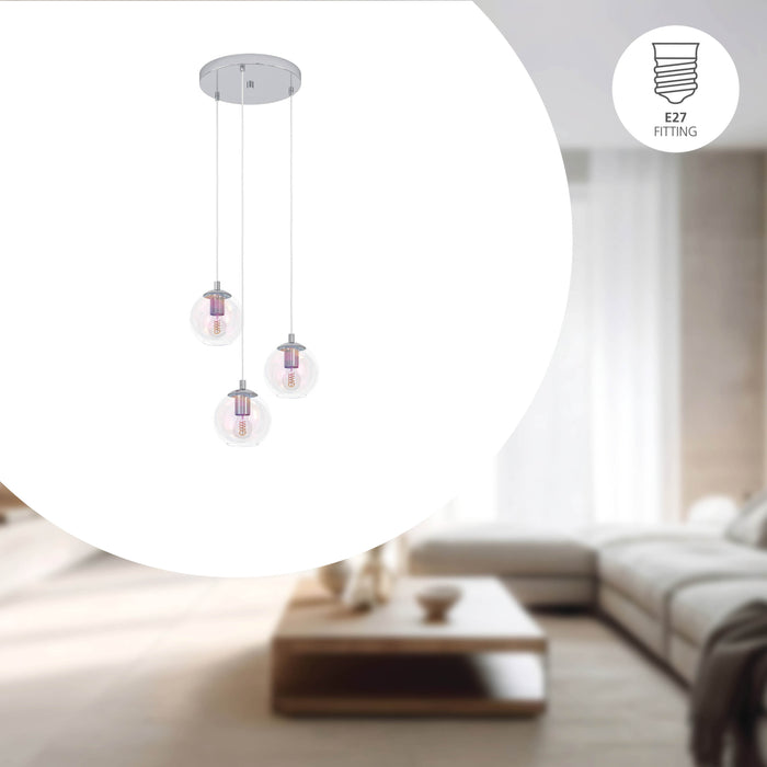 EGLO Ariscani 2 Hanglamp - E27 - Ø 42,5 cm - gekleurd glas - Chroom