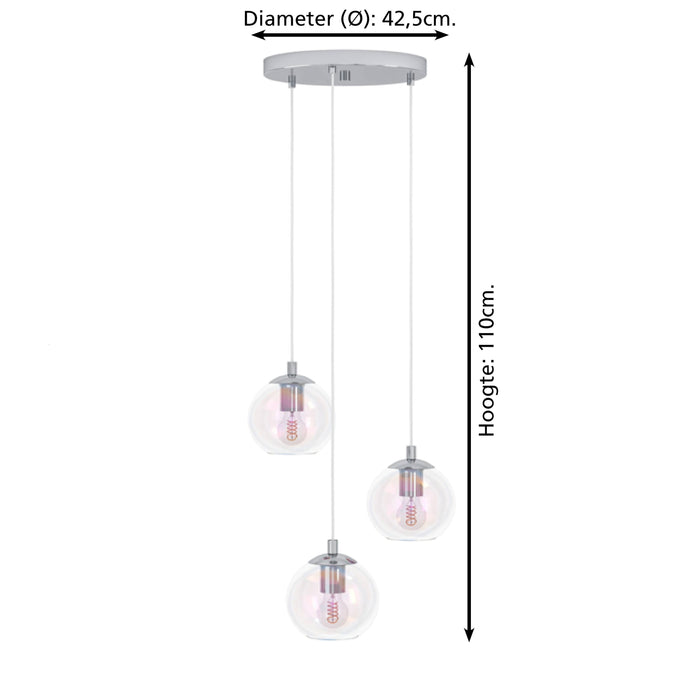 EGLO Ariscani 2 Hanglamp - E27 - Ø 42,5 cm - gekleurd glas - Chroom