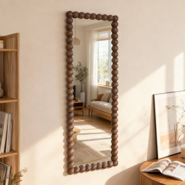 by fonQ Pompom Spiegel - Walnoot