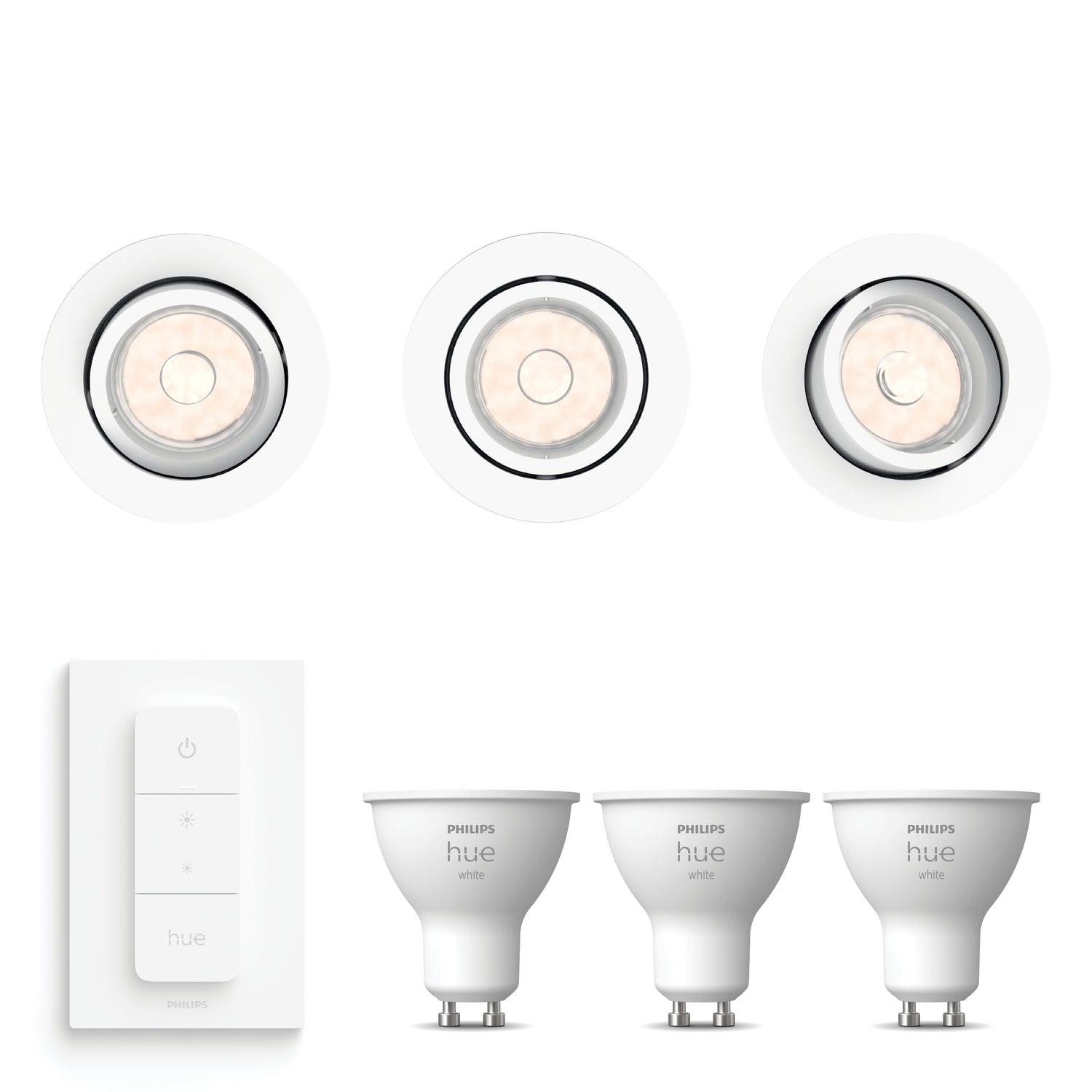 Philips Donegal Inbouwspots - Incl. Philips Hue White GU10 & Dimmer