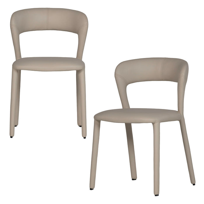 WOOOD Noble Eetkamerstoelen - Leerlook - Beige - Set van 2