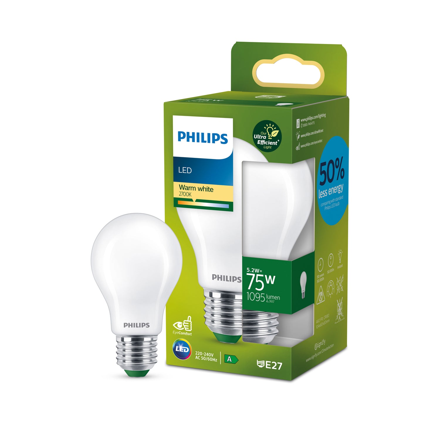 Philips Ultra Efficient LED lamp Mat - 75 W - E27 - Warmwit licht