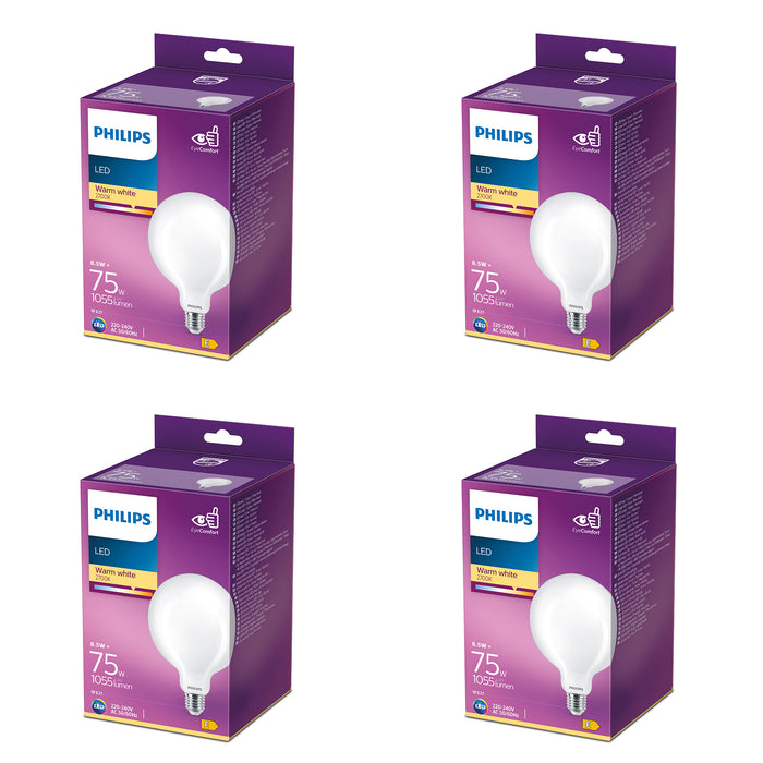 Philips Voordeelverpakking E27 - LED Globelamp - Set van 4 Stuks
