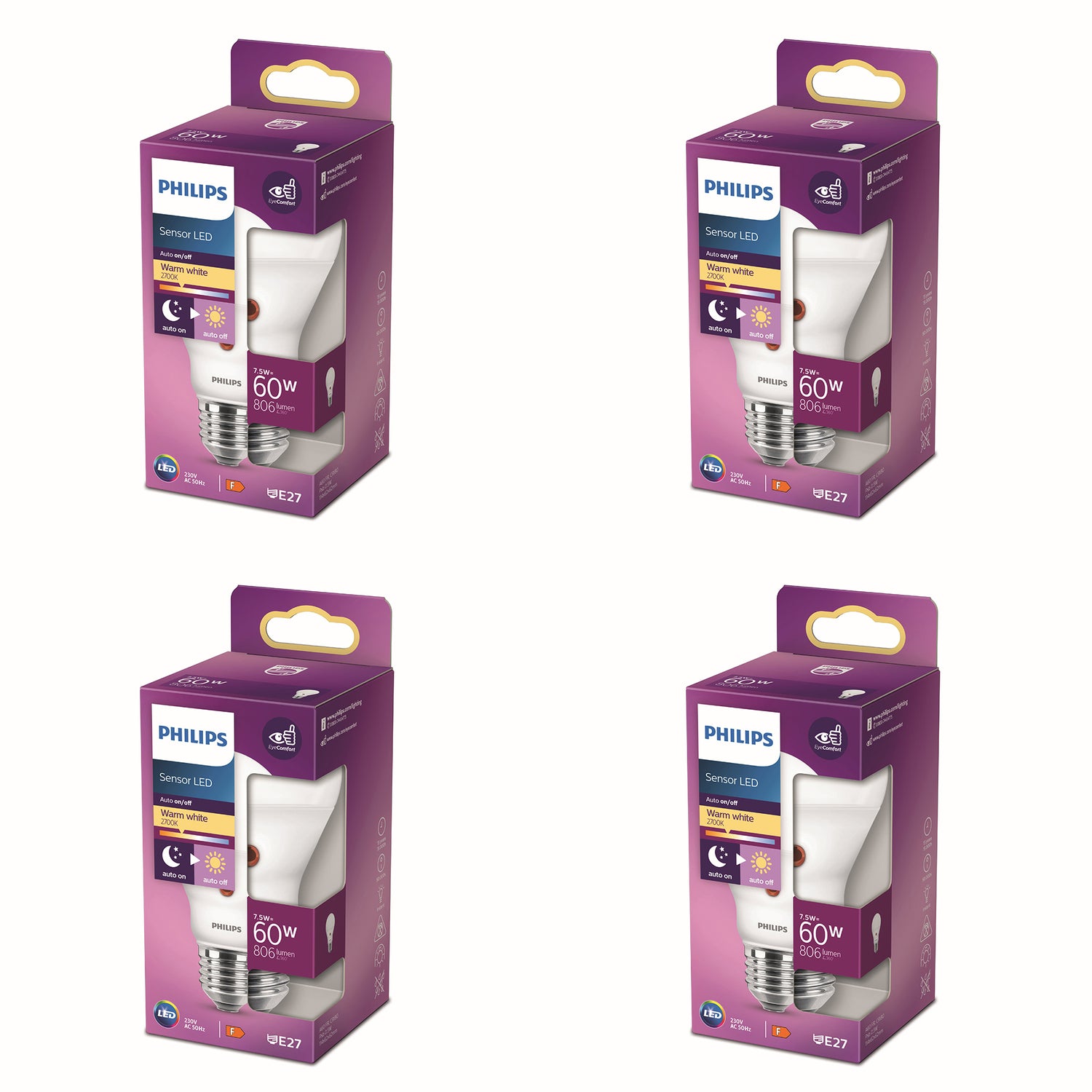 Philips Voordeelverpakking E27 - LED Standaardlamp - Set van 4 Stuks