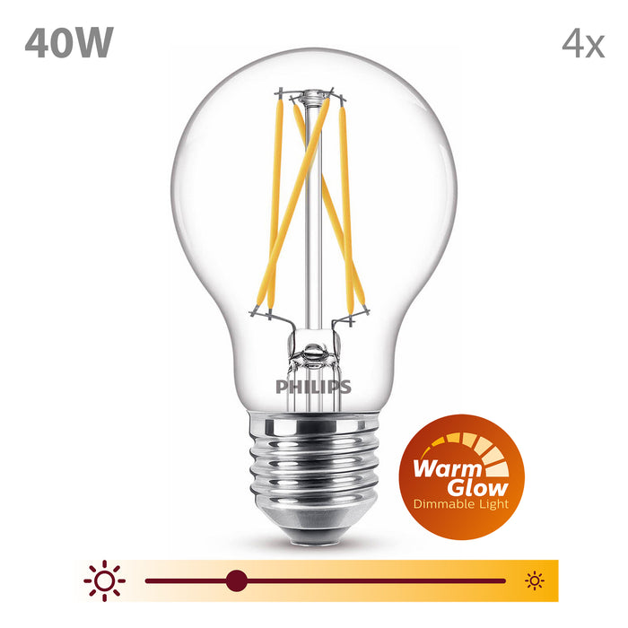Philips Voordeelverpakking E27 - WarmGlow - Set van 4 Stuks