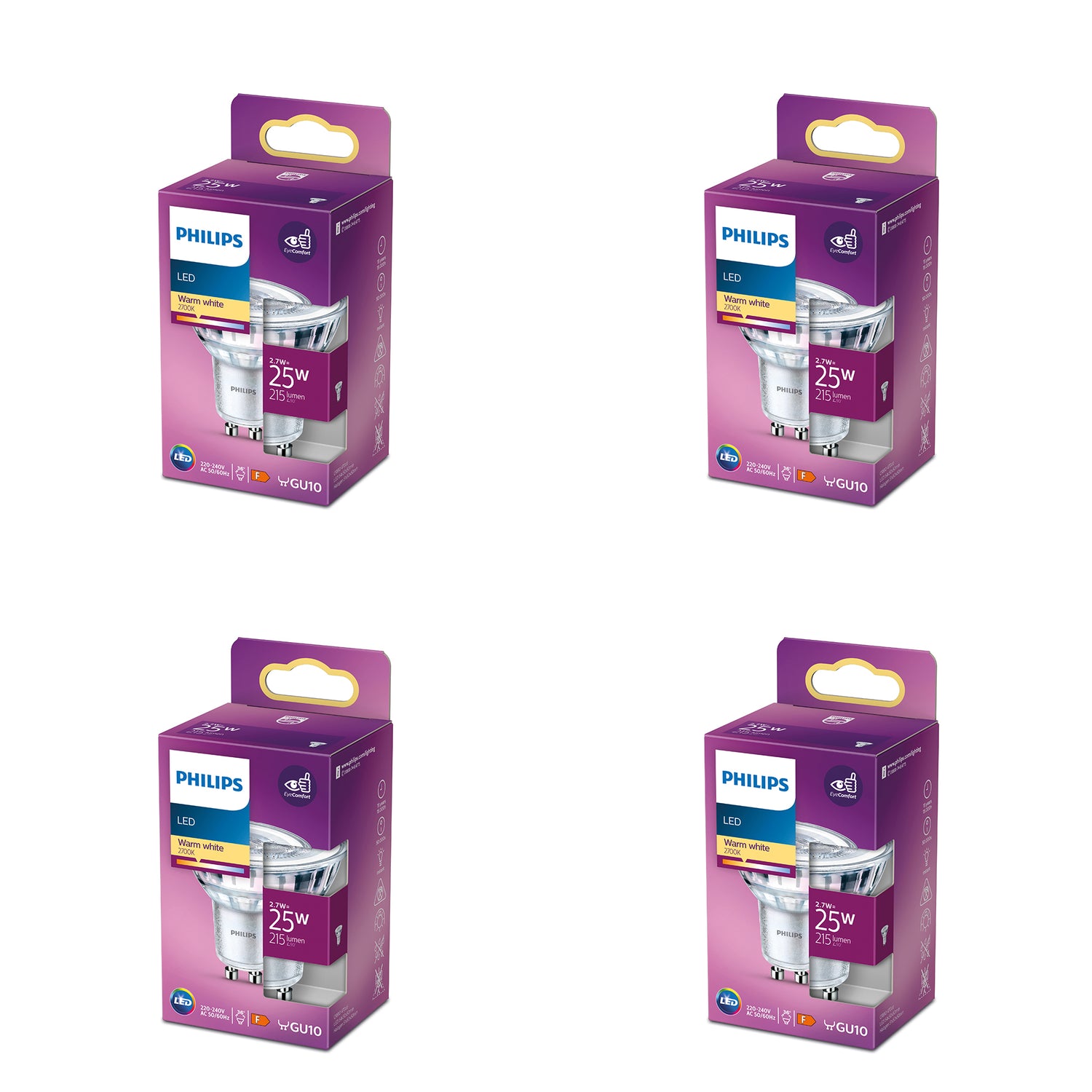 Philips Voordeelverpakking GU10 - LED Spotlamp - Set van 4 Stuks