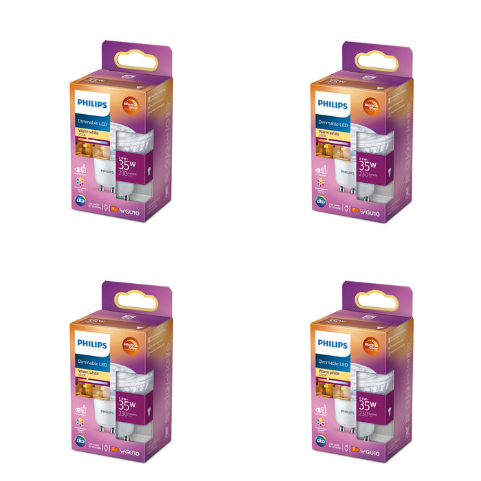 Philips Voordeelverpakking GU10 LED Spots WarmGlow - Set van 4 Stuks
