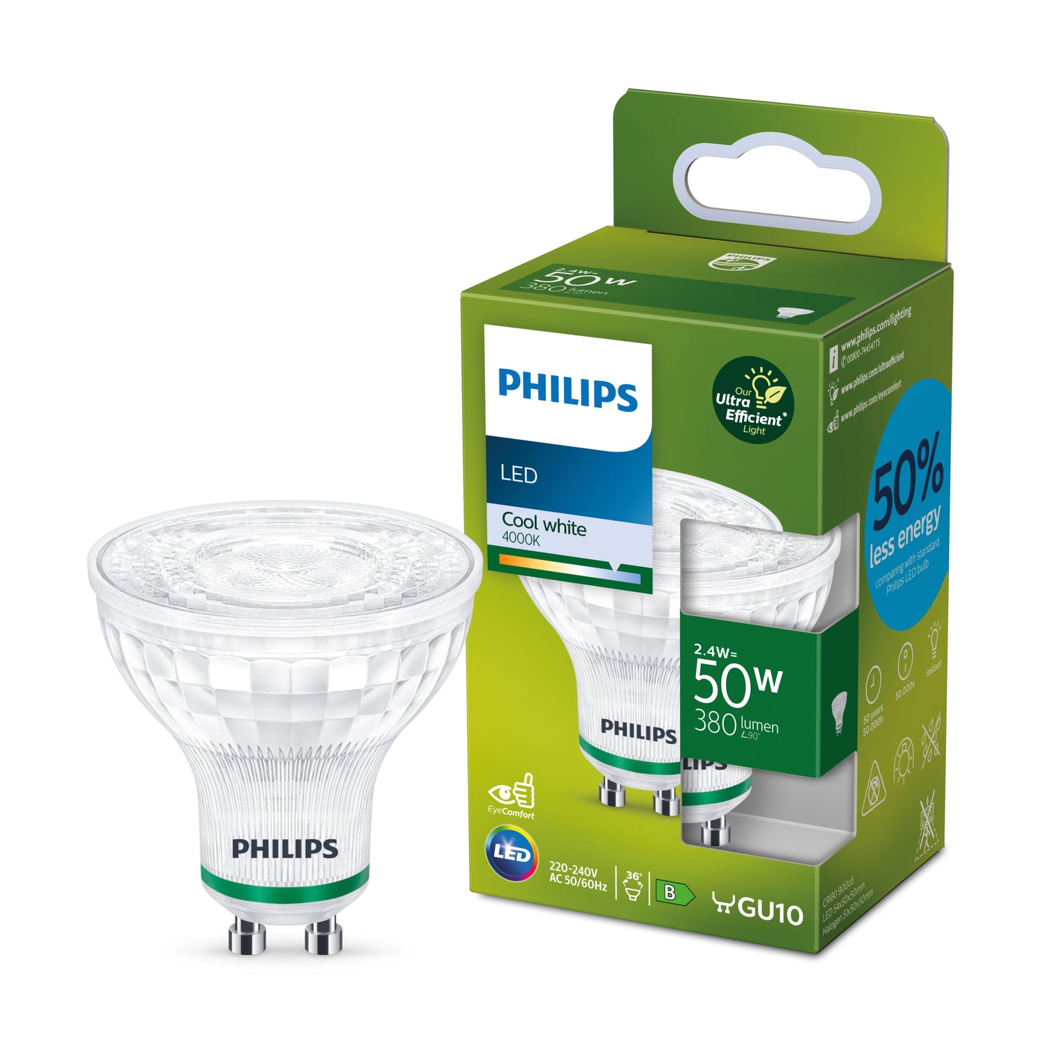 Philips Ultra Efficient LED spot - 50 W - GU10 - Koelwit licht
