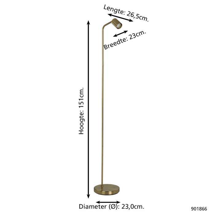 EGLO Rigomagno Vloerlamp - GU10 - H 151 cm - Staal - Goud
