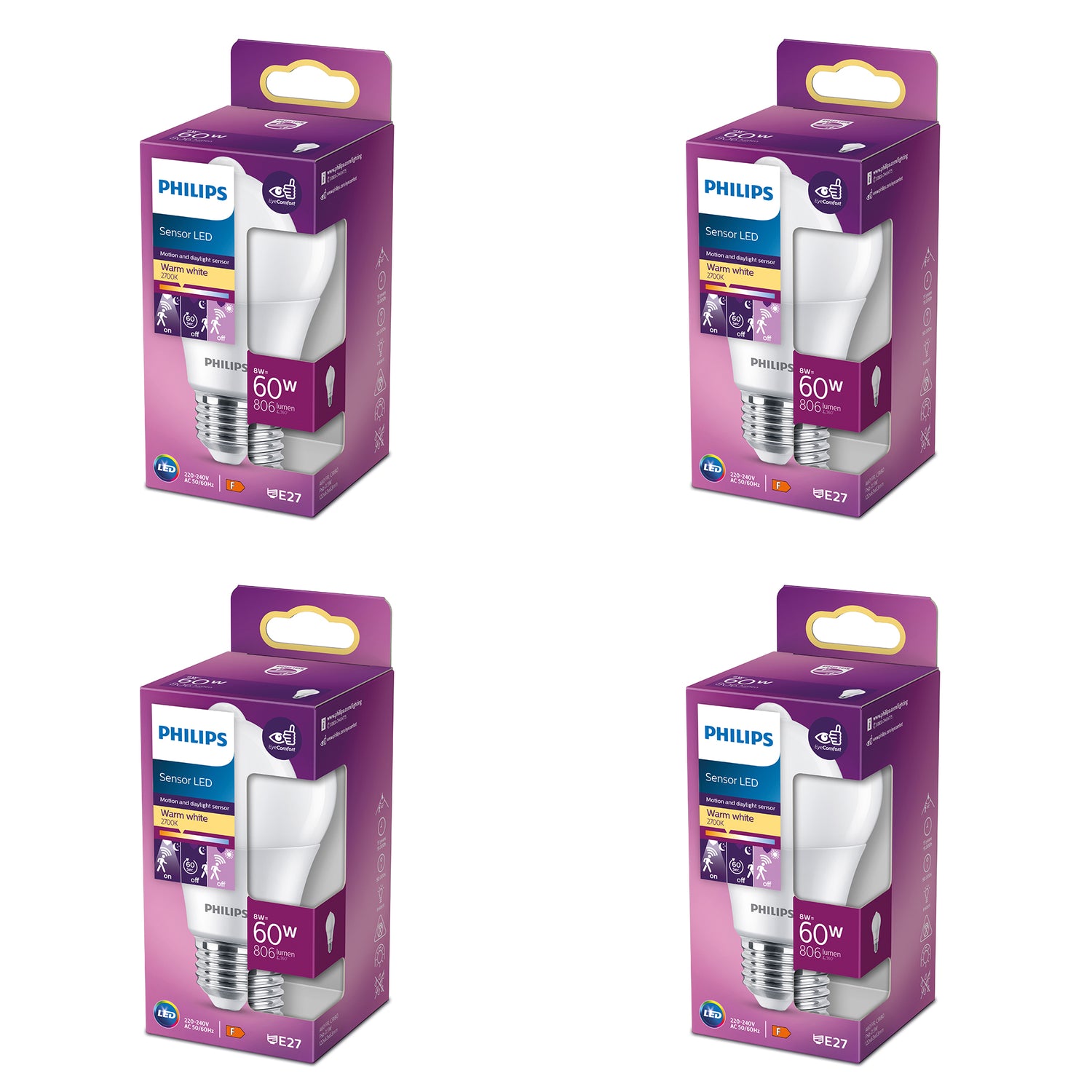 Philips Voordeelverpakking E27 - LED Standaardlamp - Set van 4 Stuks