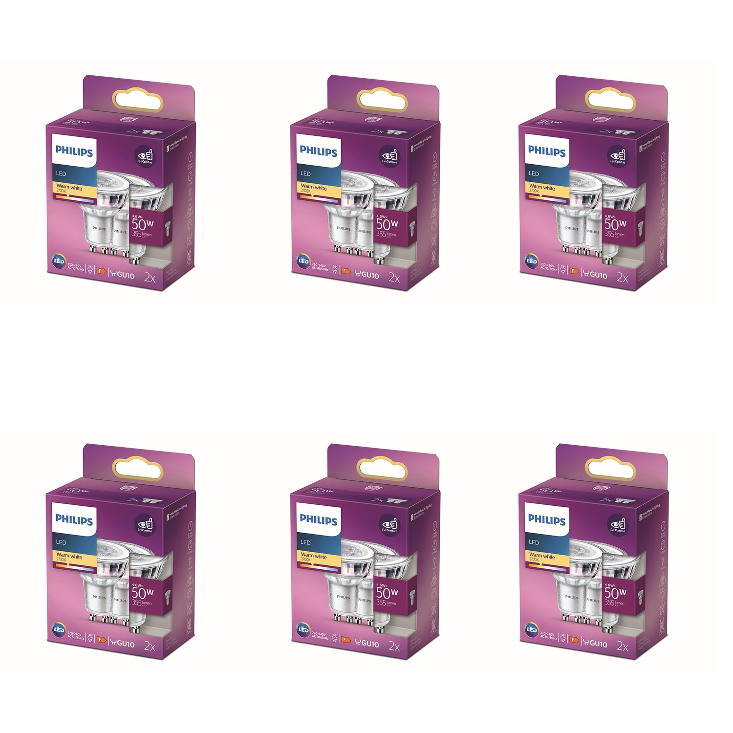 Philips Voordeelverpakking GU10 - LED Spotlamp - Set van 12 Stuks