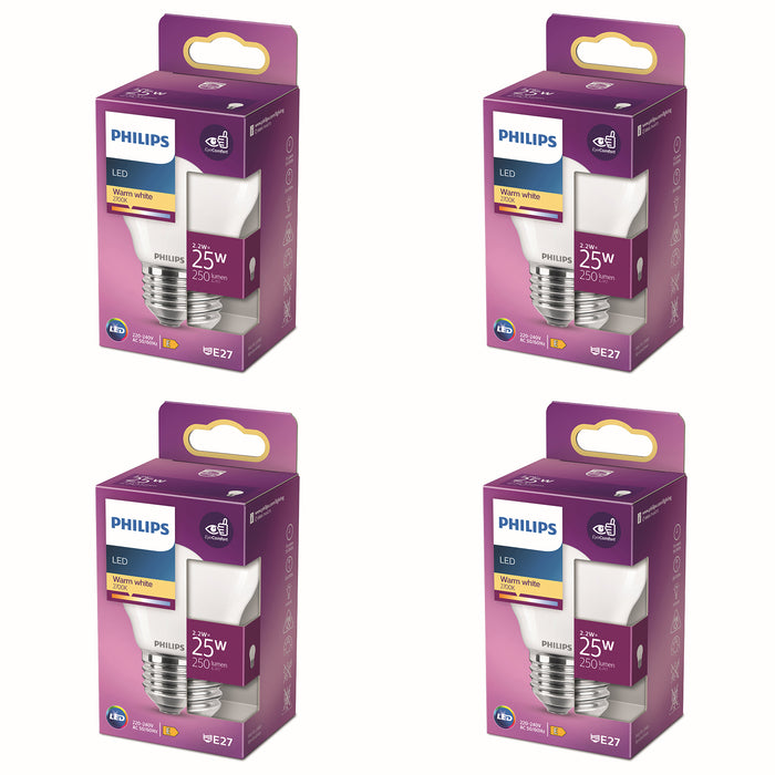 Philips Voordeelverpakking E27 - LED Kogellamp - Set van 4 Stuks
