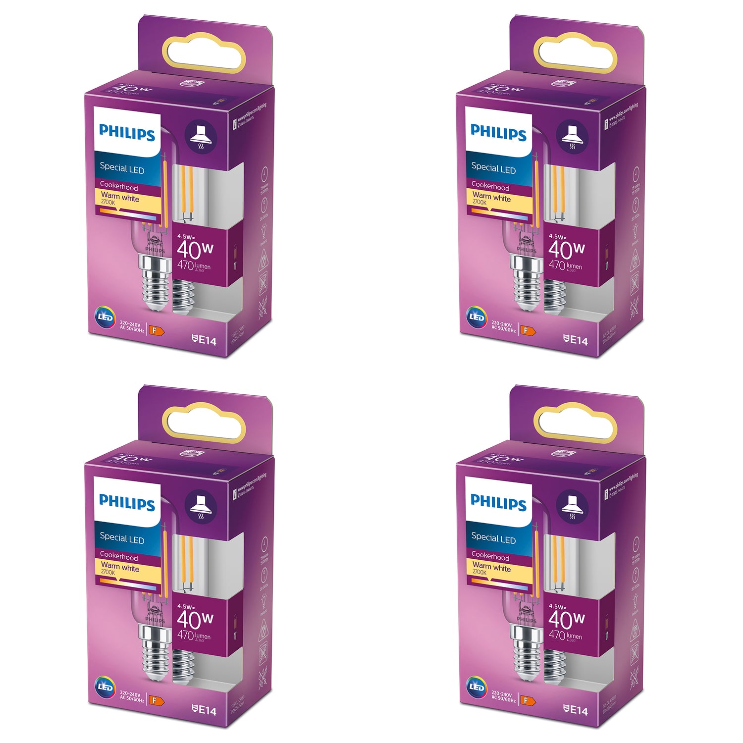 Philips Voordeelverpakking E14 - LED Afzuigkaplamp - Set van 4 Stuks