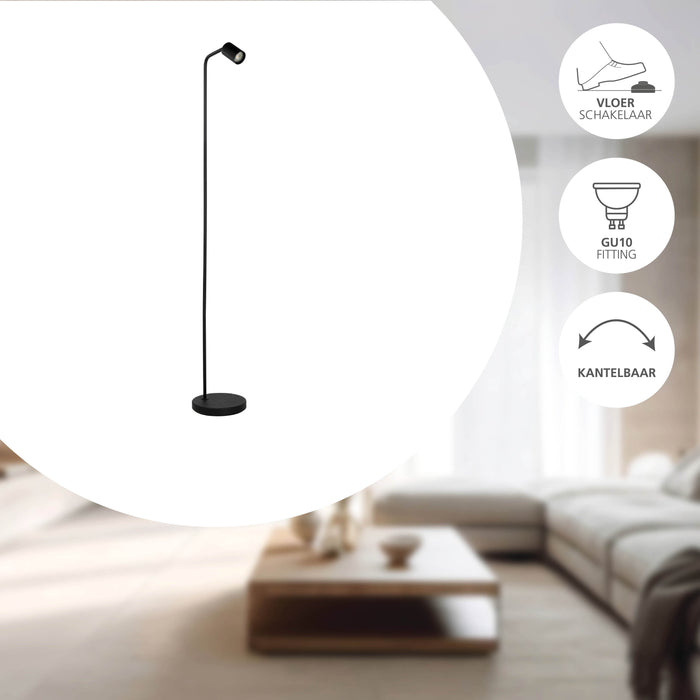 EGLO Rigomagno Vloerlamp - GU10 - H 151 cm - Staal - Zwart