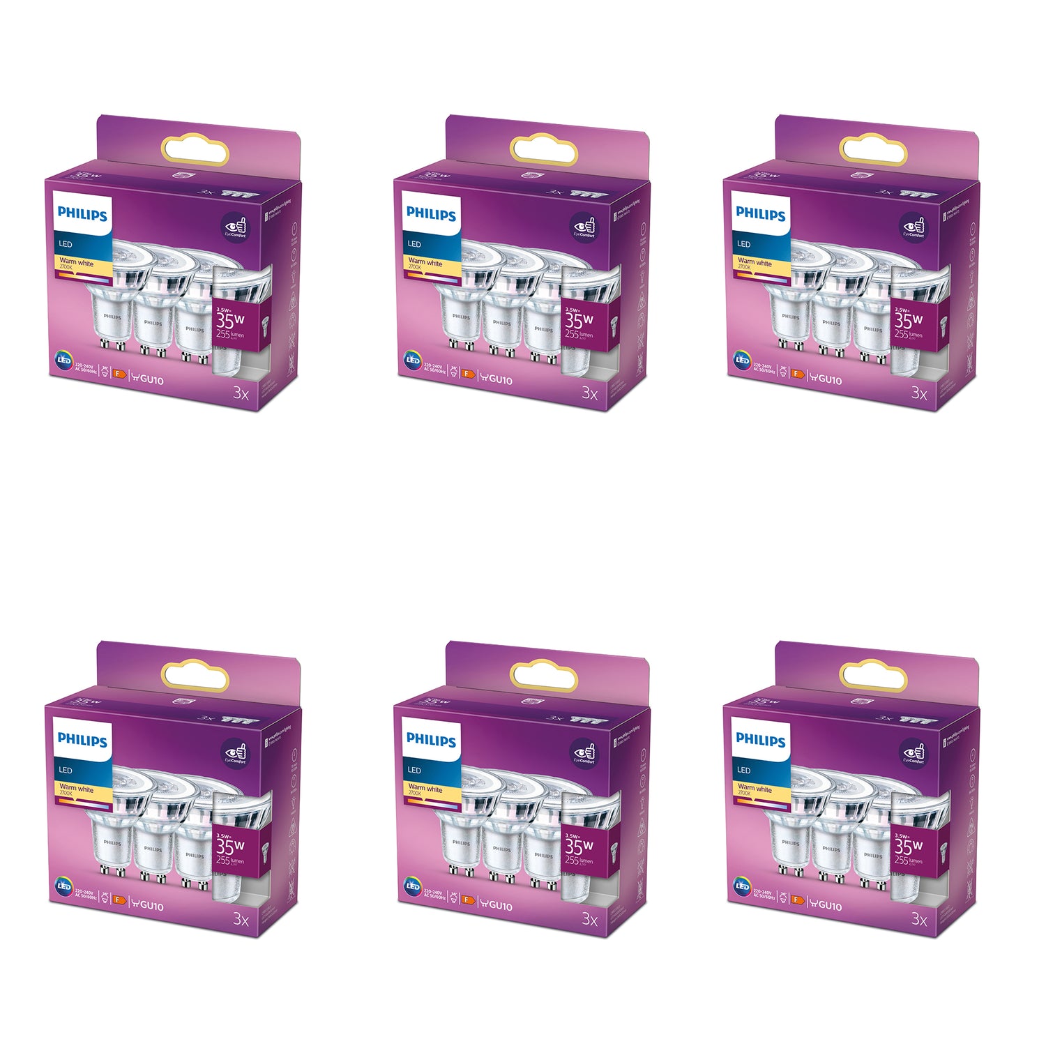 Philips Voordeelverpakking GU10 - LED Spotlamp - Set van 18 Stuks