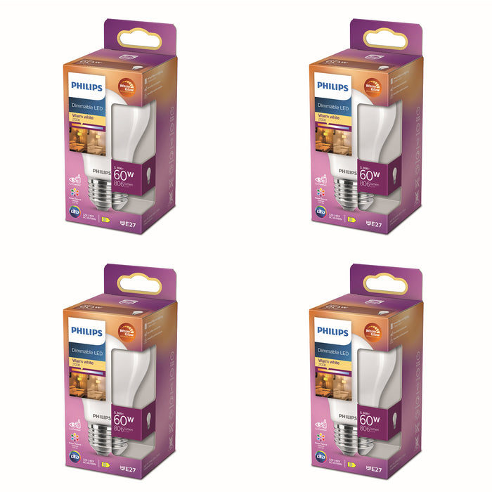 Philips Voordeelverpakking E27 - WarmGlow LED Lampen - Set van 4 Stuks