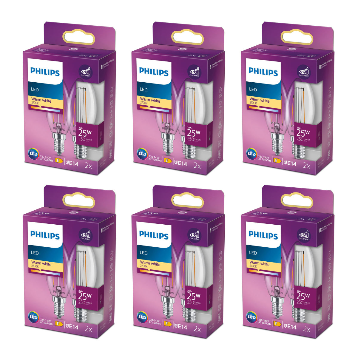 Philips Voordeelverpakking E14 - LED Kaarslamp - Set van 12 Stuks