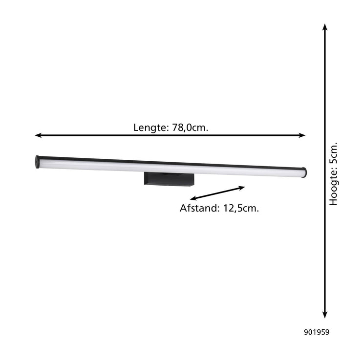 EGLO Vadumi Spiegellamp - LED - 78 cm - Zwart