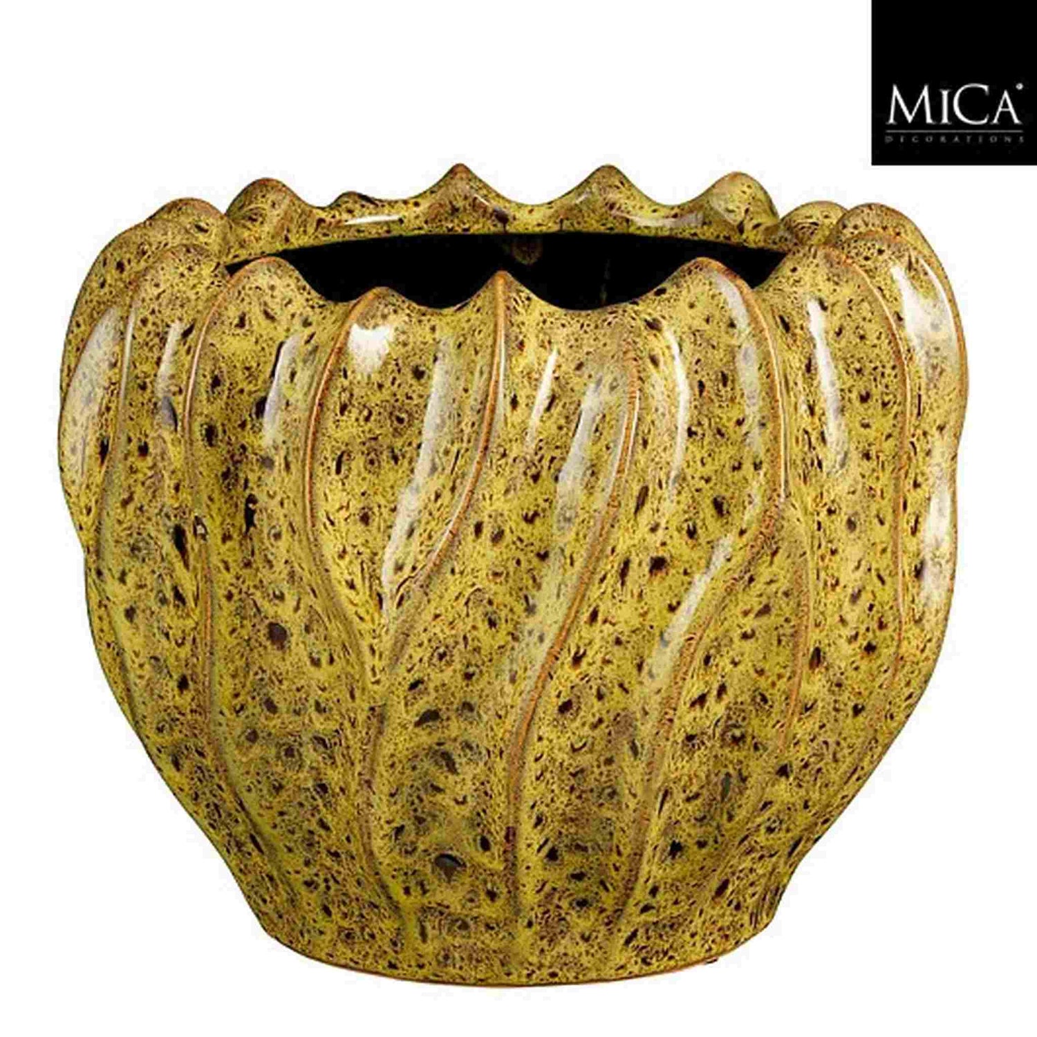 Mica Decorations Bloempot Thom - 31x31x24.5 cm - Keramiek - Geel