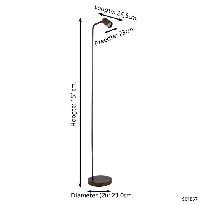 EGLO Rigomagno Vloerlamp - GU10 - H 151 cm - Staal - Brons