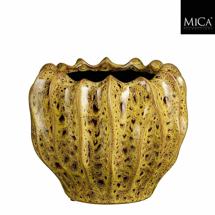 Mica Decorations Bloempot Thom - 23.5x23.5x19 cm - Keramiek - Geel