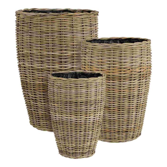 Mica Decorations Mand Marcia - 48x48x70 cm - Rotan - Grijs - Set van 3