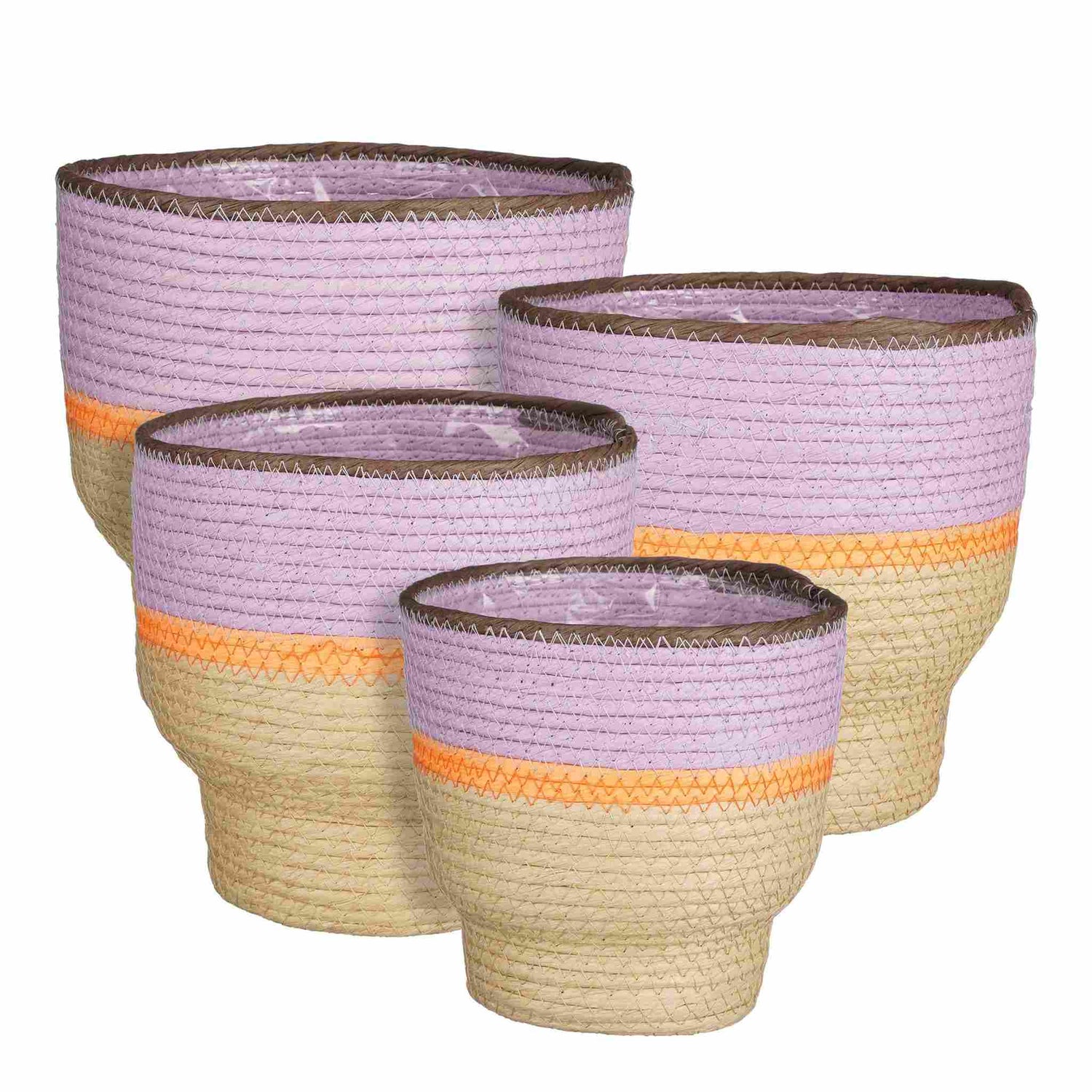 Mica Decorations Mand Darcy - 25x25x25 cm - Zeegras - Paars - Set van 4