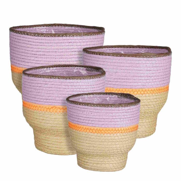 Mica Decorations Mand Darcy - 25x25x25 cm - Zeegras - Paars - Set van 4