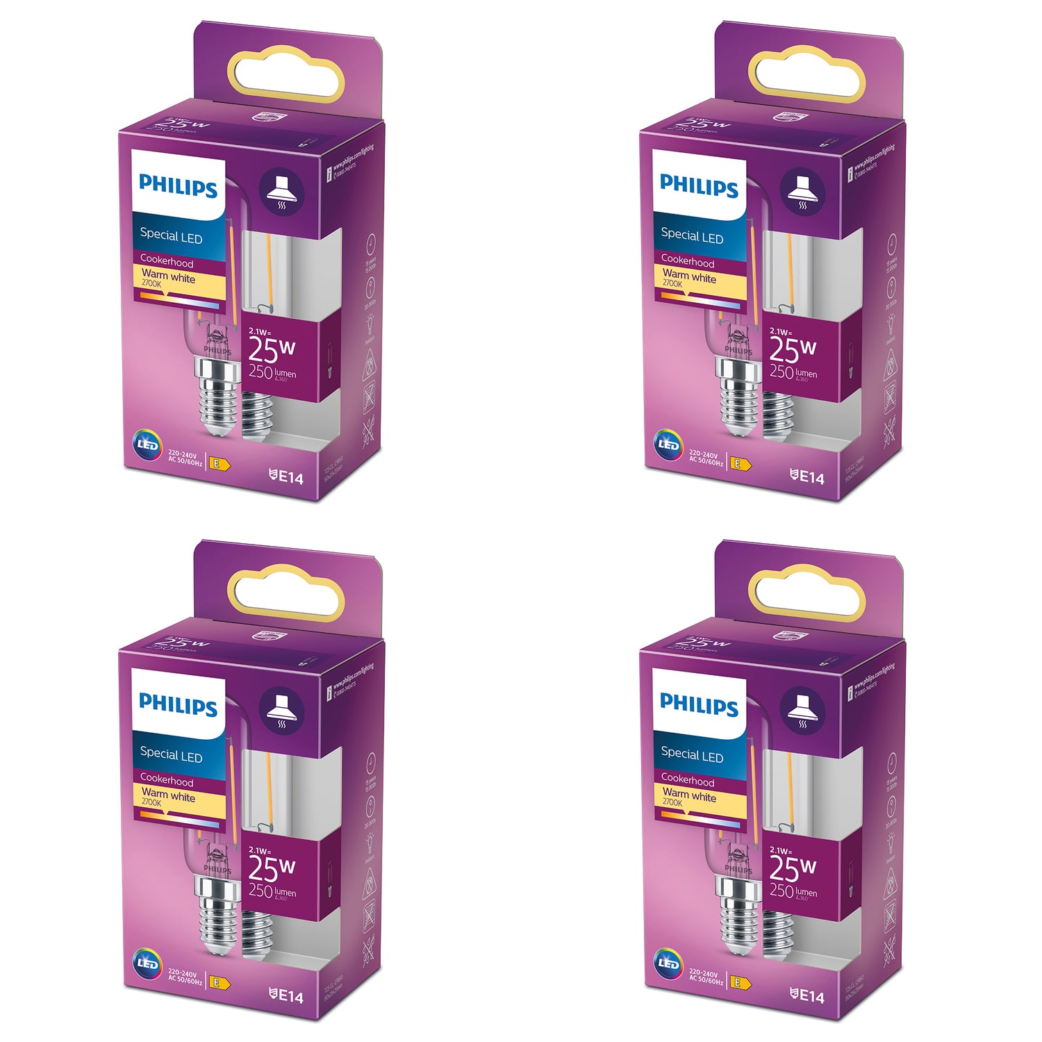 Philips Voordeelverpakking E14 - LED Afzuigkaplamp - Set van 4 Stuks