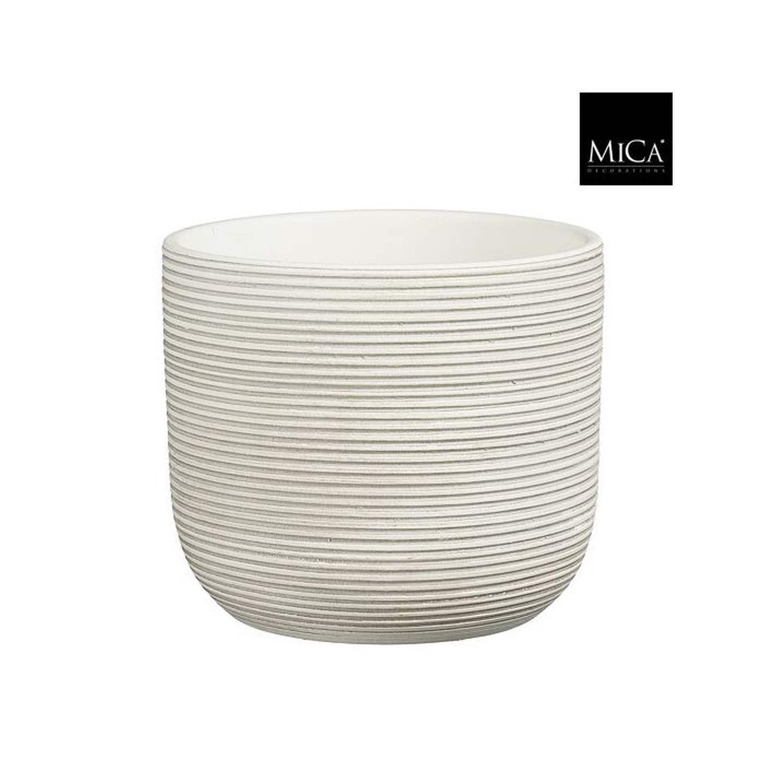 Mica Decorations Bloempot Samuel - 22x22x19 cm - Terracotta - Gebroken Wit