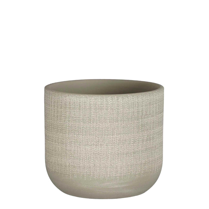 Mica Decorations Bloempot Florian - 18x18x16 cm - Terracotta - Lichtgrijs