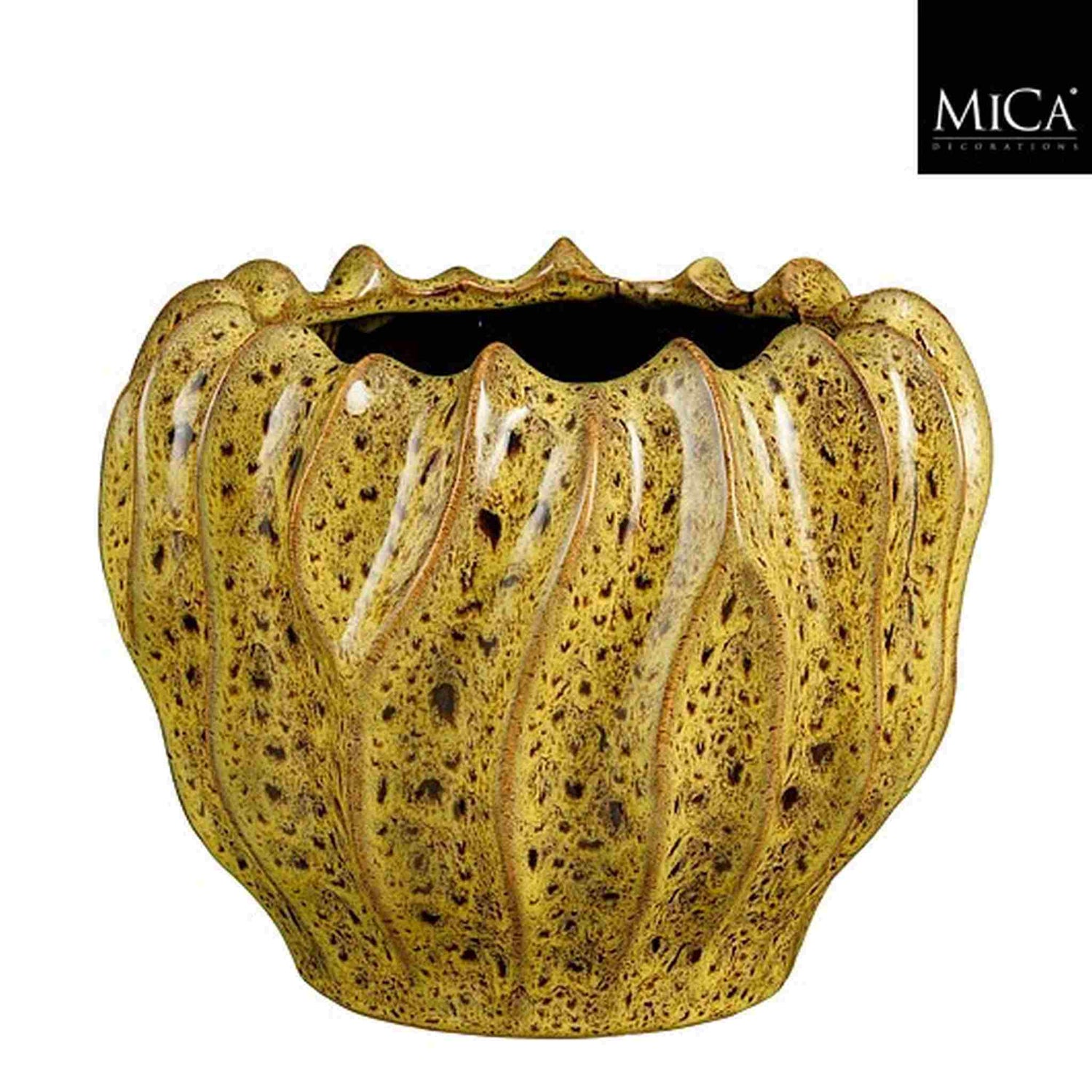 Mica Decorations Bloempot Thom - 27.5x27.5x22 cm - Keramiek - Geel
