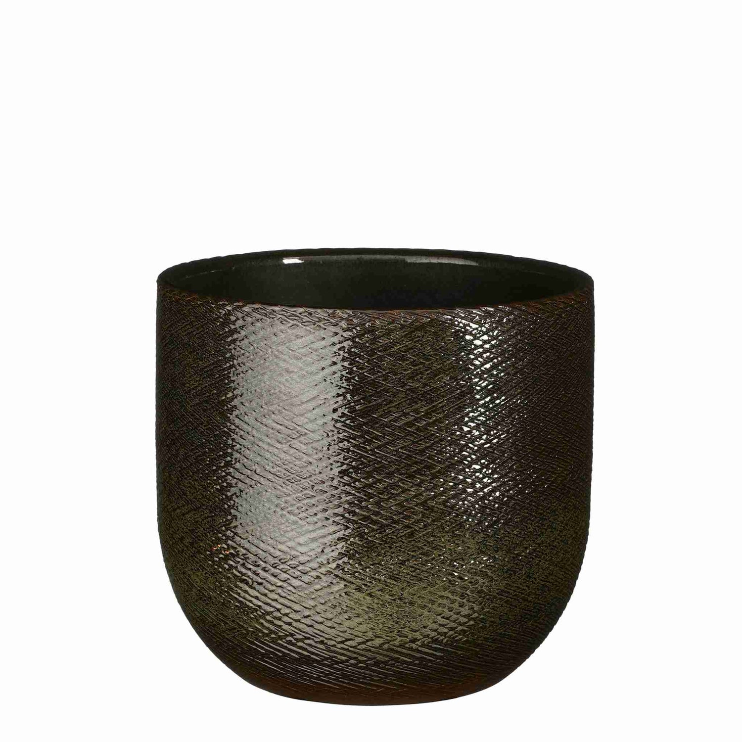 Mica Decorations Bloempot Enzo - 23x23x21 cm - Terracotta - Donkergroen