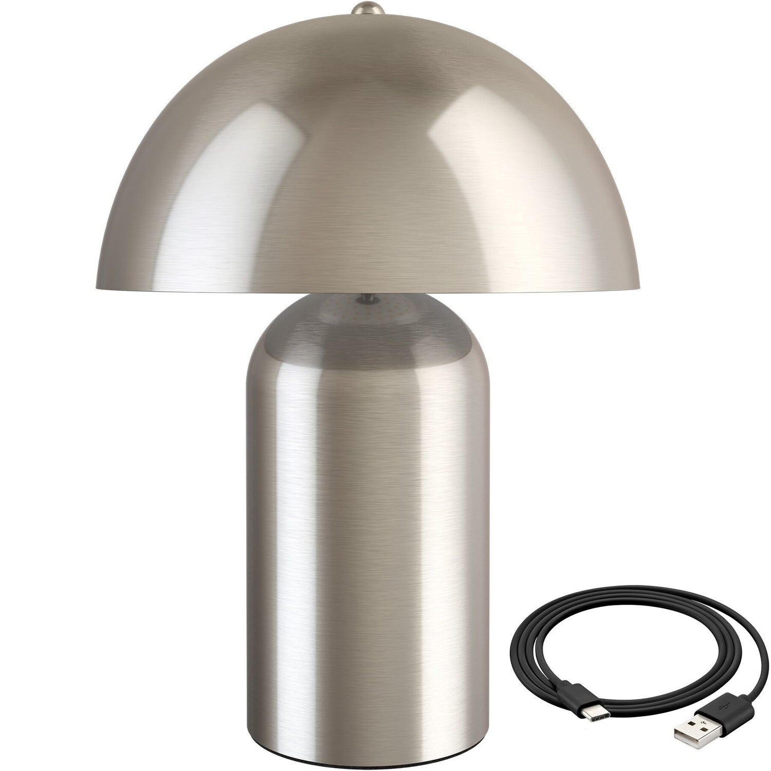 tectake® Kleine retro-tafellamp Kade, dimbaar - Mat Nikkel