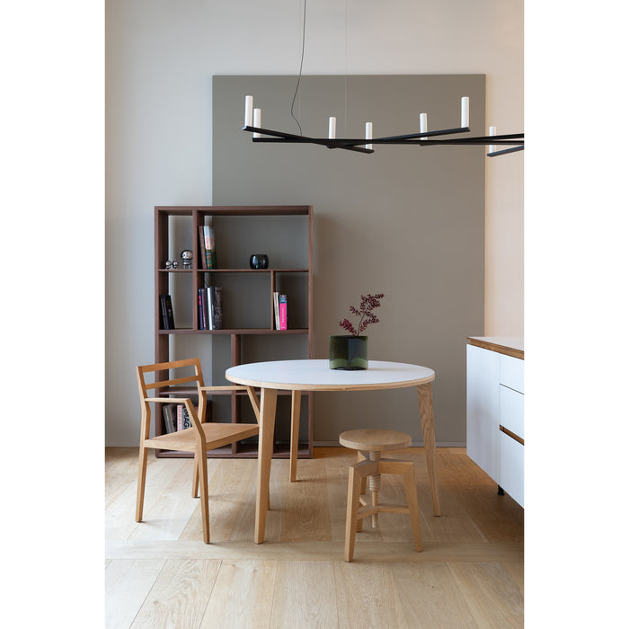 MINT Furniture Eettafel S, D110 cm, H75 cm, eiken, wit laminaat