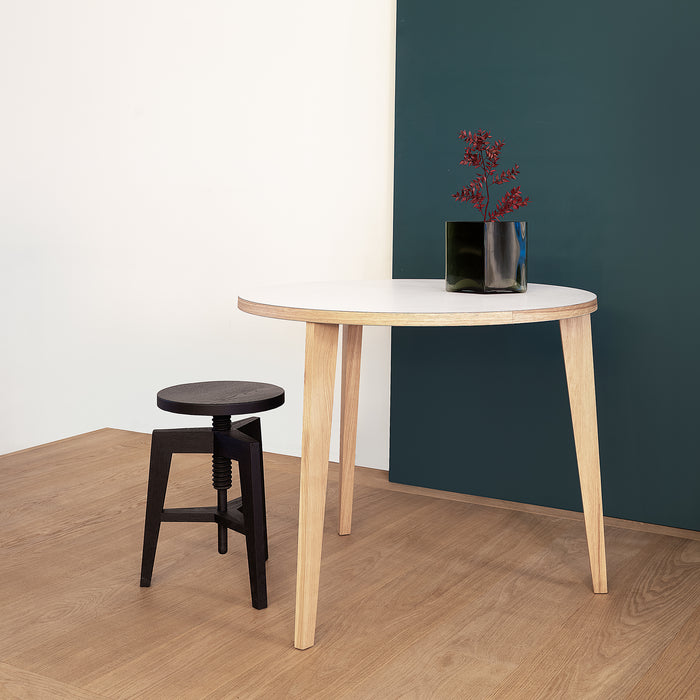 MINT Furniture, Eettafel S, D90 cm, H75 cm,  eiken, wit laminaat