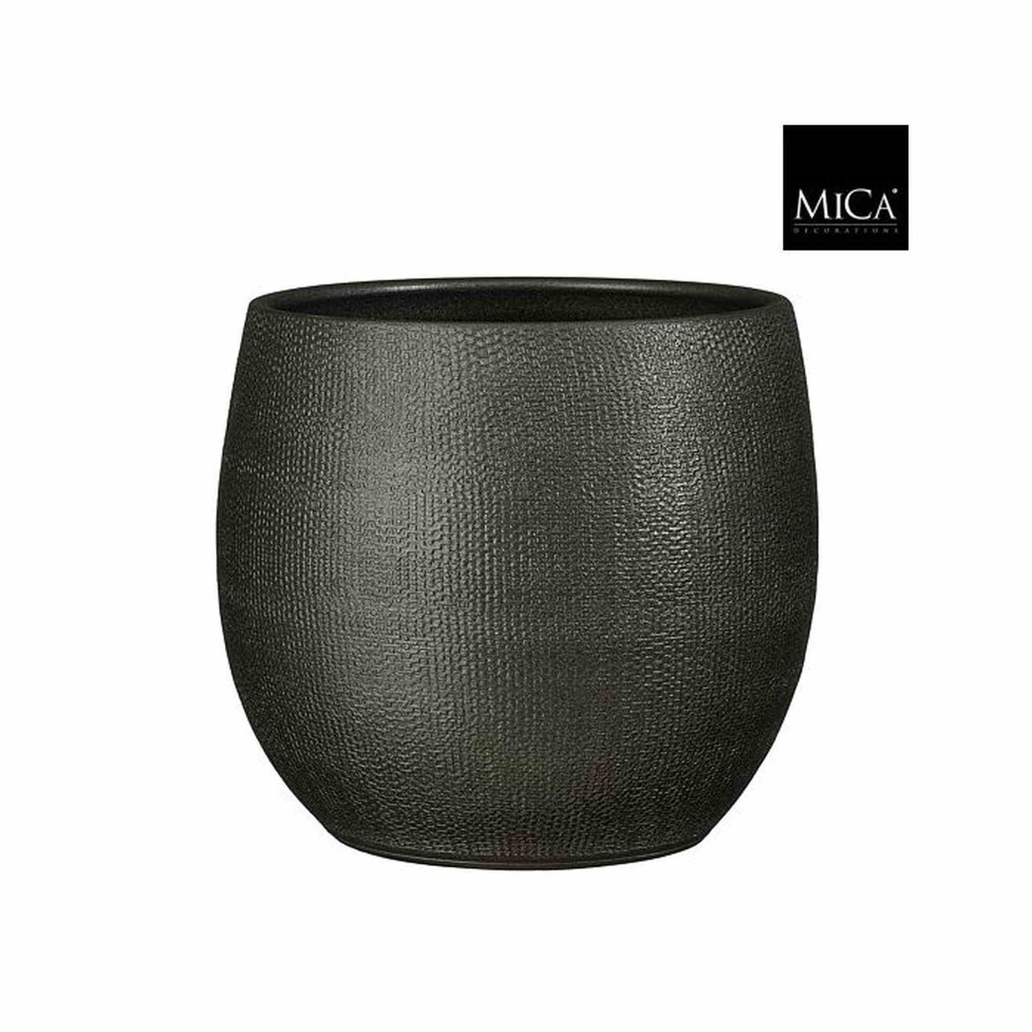 Mica Decorations Bloempot Porto - 26.5x26.5x27 cm - Terracotta - Metallic,Antraciet