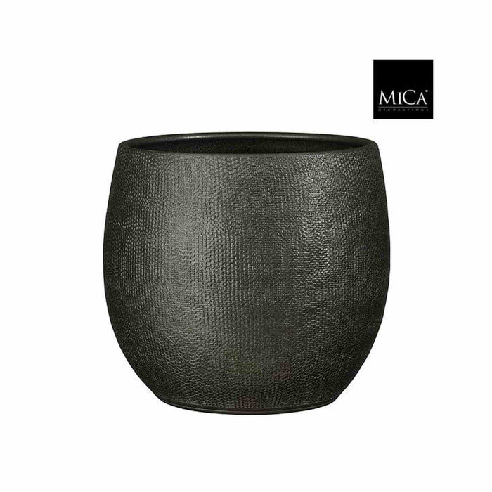 Mica Decorations Bloempot Porto - 26.5x26.5x27 cm - Terracotta - Metallic,Antraciet