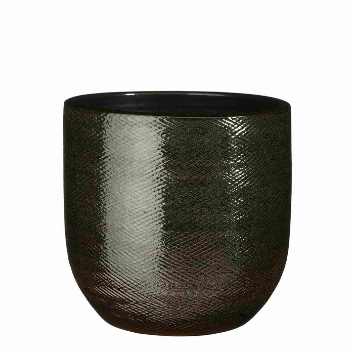 Mica Decorations Bloempot Enzo - 25x25x24 cm - Terracotta - Donkergroen