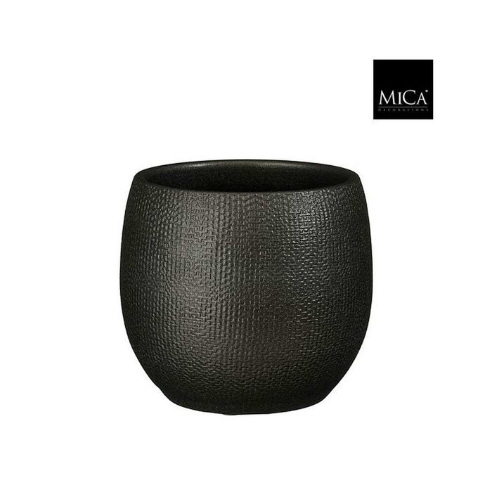 Mica Decorations Bloempot Porto - 17x17x17 cm - Terracotta - Metallic,Antraciet