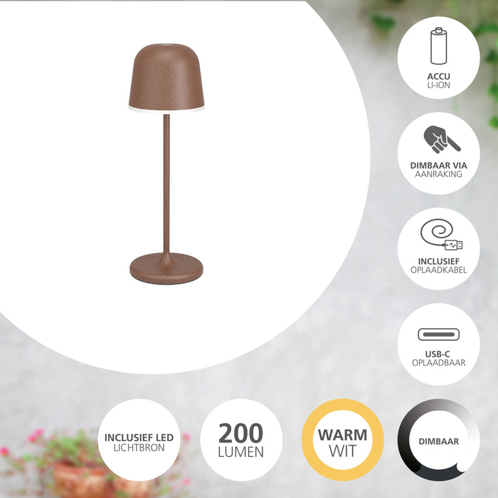 EGLO Mannera Tafellamp - 34 cm - Oplaadbaar (tot 38 uur licht)